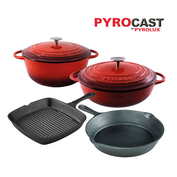 Pyrolux Cast Iron Bundle - Chilli Red