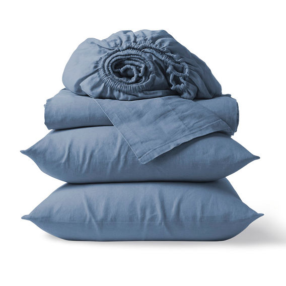 Marlborough Cotton Sheet Set Smoke Blue - King