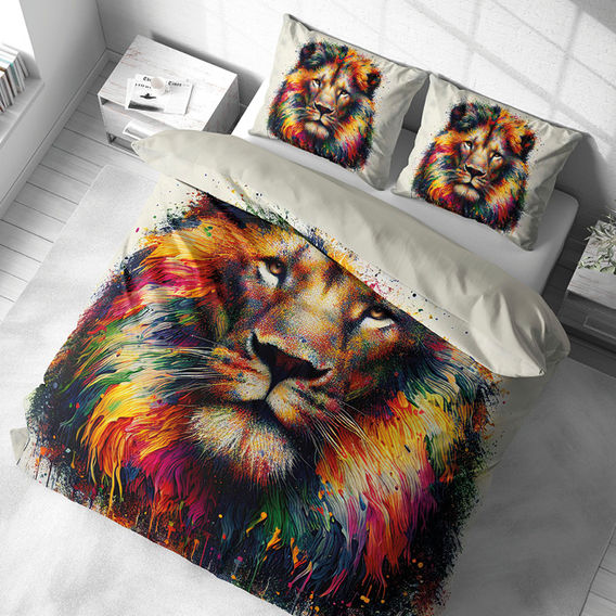 Rainbow Lion Printed Quilt Cover Bundle - King Rainbow Lion Printed Quilt Cover Bundle - King