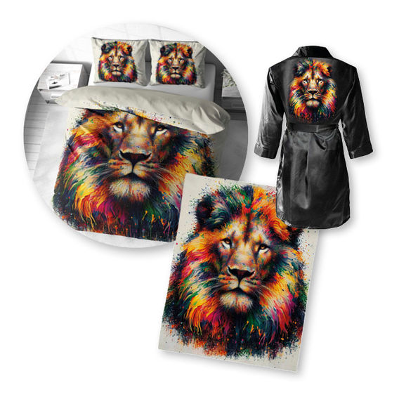 Rainbow Lion Printed Quilt Cover Bundle - King