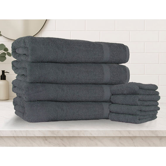 8 Pack Cotton Monster Towel Sets - Charcoal