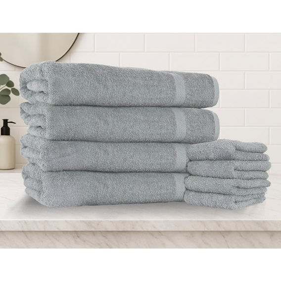 8 Pack Cotton Monster Towel Set - Silver