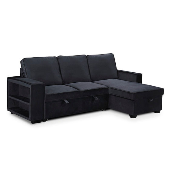 Fontana Corner Pullout Sofa Bed - Black