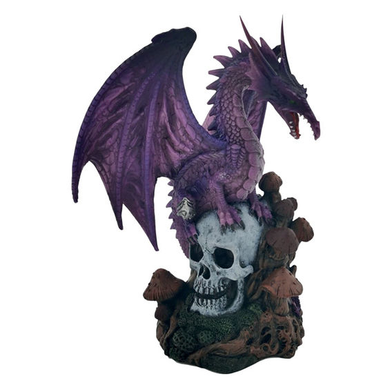 Purple Dragon On Skull Resin Figure 21cm H Purple Dragon On Skull Resin Figure 21cm H