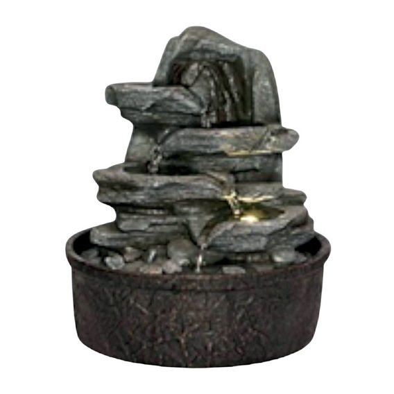 Tiered Rock Cascade Water Feature with LED