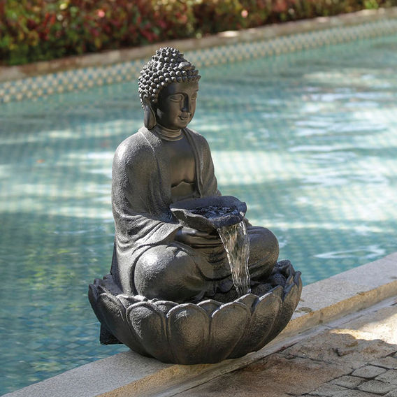 Buddha Solar Fountain with Pump & Light