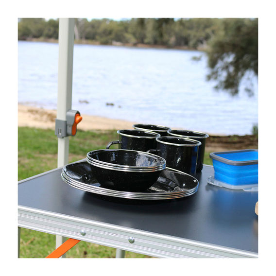 Premium Enamel Dinner & 26pc Cutlery & Bbq Set Premium Enamel Dinner & 26pc Cutlery & Bbq Set