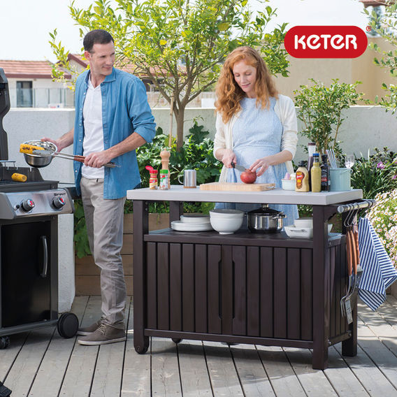 Keter Unity Entertaining BBQ Storage Table SS XL