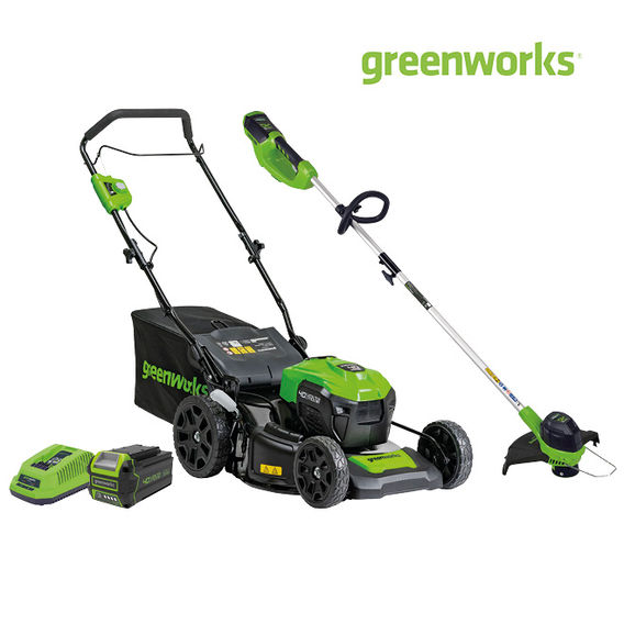 Greenworks Lawnmower + Line Trimmer Kit Greenworks Lawnmower + Line Trimmer Kit