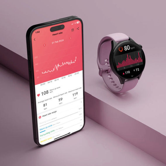 Ryze Wave Smart Watch MP3 - Lilac/Black