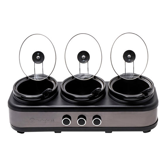 Westinghouse Blk SS 3 Pot Slow Cooker