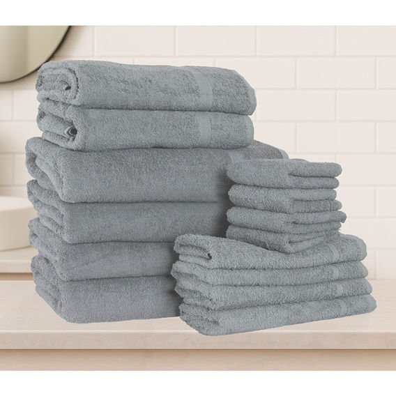 14 Pack Cotton Family Towel Bundle - Silver 14 Pack Cotton Family Towel Bundle - Silver