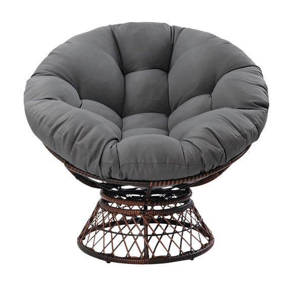 Papisan Swivel Wicker Chair - Grey