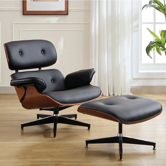 Eames Chair and Ottoman Blk & Walnut