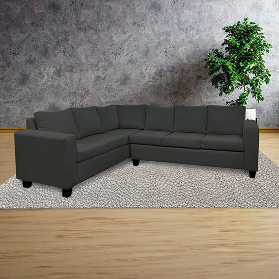 Kareena Corner Sofa & Ottoman V Black