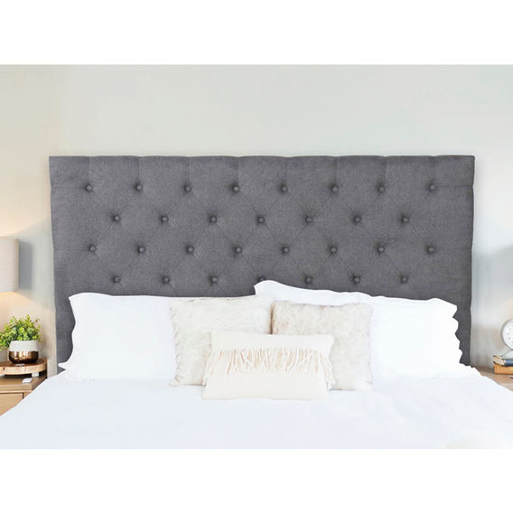 NZ King Fabric Button Headboard - Grey NZ King Fabric Button Headboard - Grey