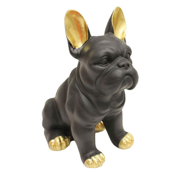 Sitting French Bulldog Statue Blk Gld