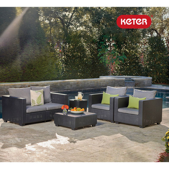 Keter Salta 4 Seat Outdoor Sofa Set Graphite Keter Salta 4 Seat Outdoor Sofa Set Graphite