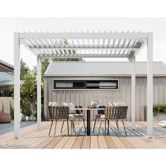 Louvre F/S Garden Pergola 3m x 3m WHT Louvre F/S Garden Pergola 3m x 3m WHT