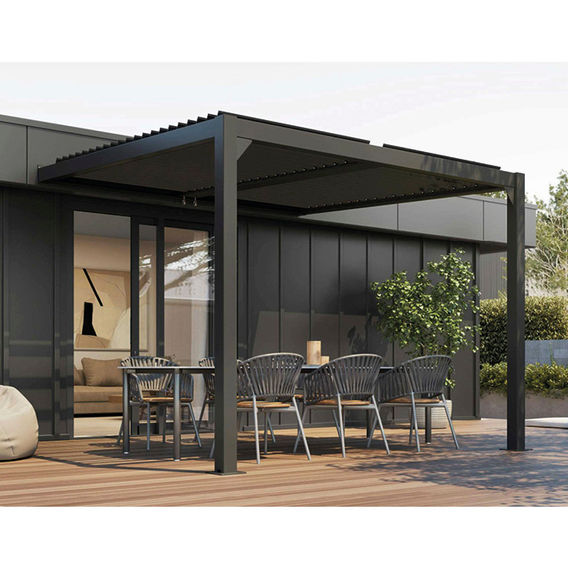 Louvre Wall Mounted Garden Pergola 3m- Charcoal