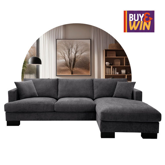 Gemma 3-Seater Lounge with Chaise in Charcoal