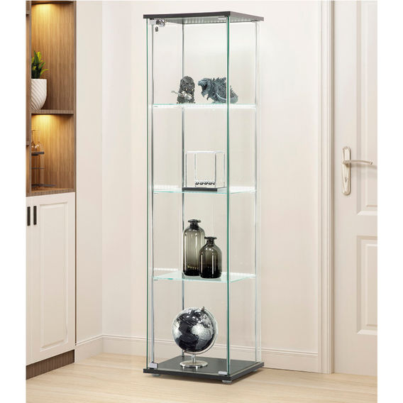 West Glass 4-Tier LED Display Cabinet