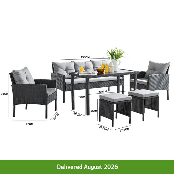 6 Piece PE Rattan Outdoor Dining Set
