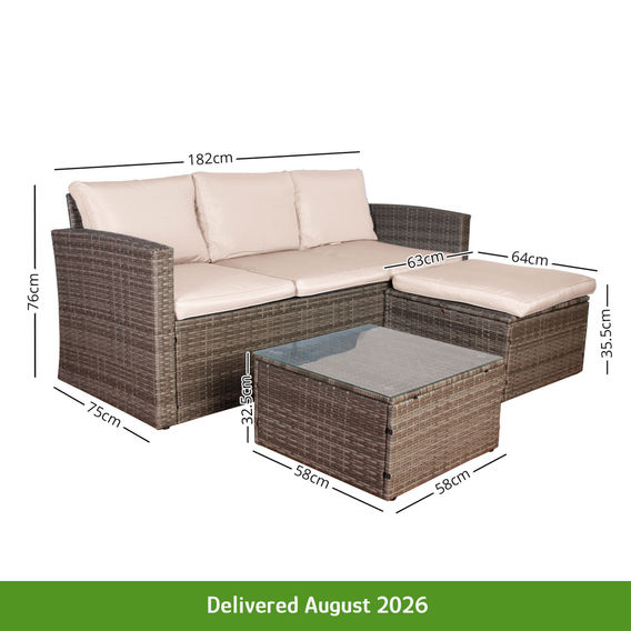 Outdoor PE Wicker Sofa with Storage