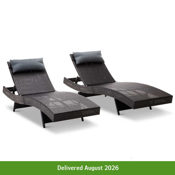 PE Rattan Sun Loungers - Set of 2