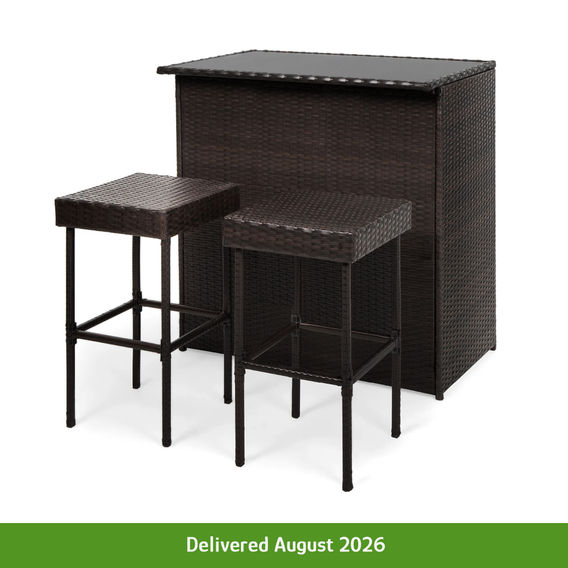 3 Piece PE Wicker Outdoor Bar Leaner Set
