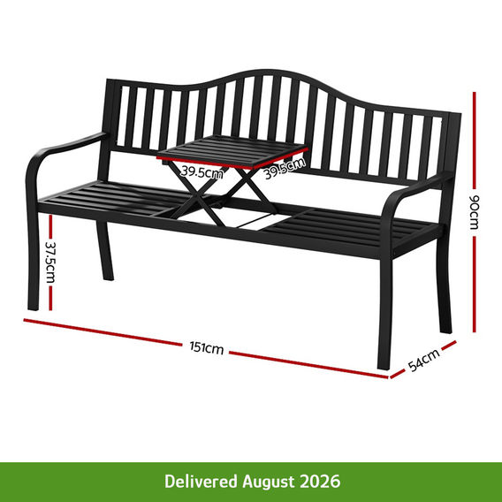 Garden Bench with Center Fold Table