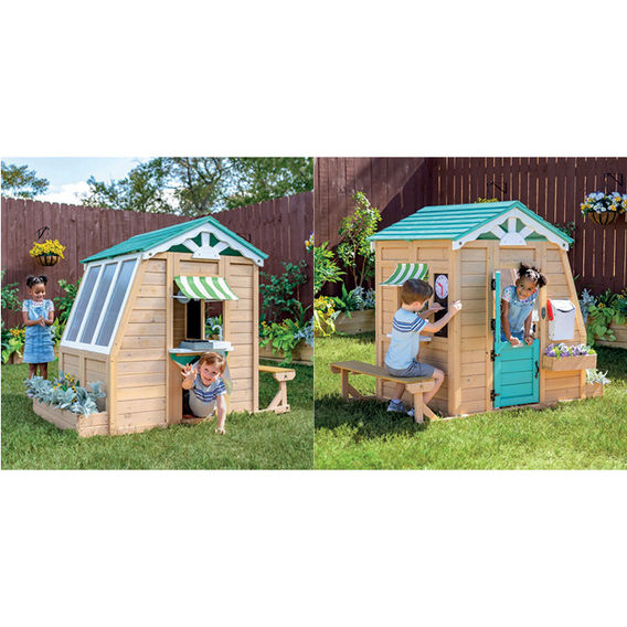 Gardenia Outdoor Wooden Playhouse, Tan & Green