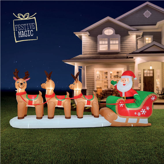 Airpower Triple Reindeer Santa Sleigh 360cm Airpower Triple Reindeer Santa Sleigh 360cm
