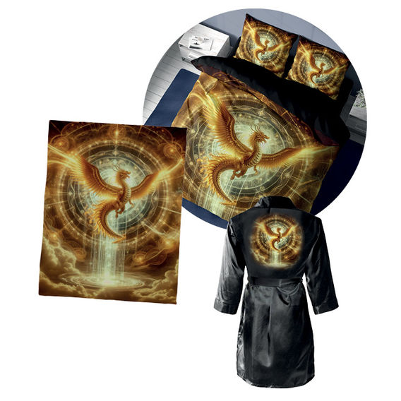 Golden Dragon Printed Quilt Cover Bundle - King