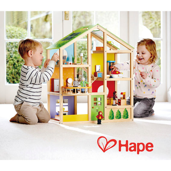 Hape All Season Dolls House Furnished Hape All Season Dolls House Furnished