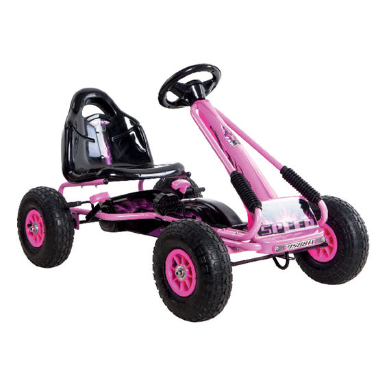 Kids Pedal Kart with Handbrake - Pink