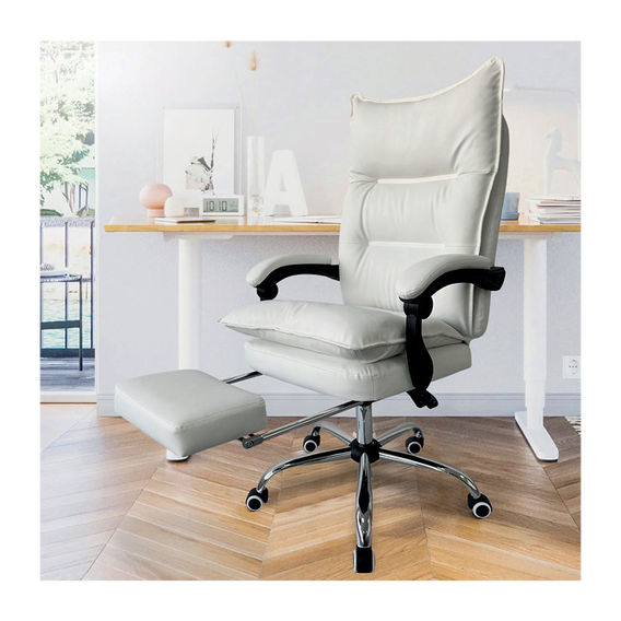Executive Office Chair with Footrest - White