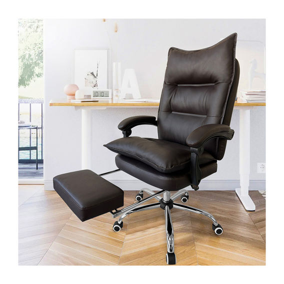 Executive Office Chair with Footrest - Coffee