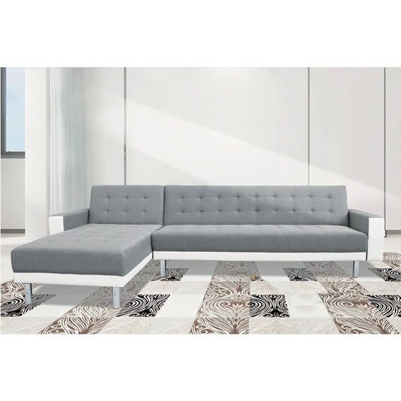 Kika Sofa Bed with Chaise - White & Grey Kika Sofa Bed with Chaise - White & Grey