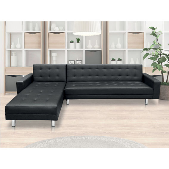 Kika Sofa Bed with Chaise  - Black