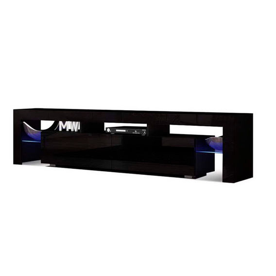 1.9m Piano Black Entertainment Unit with LED Light
