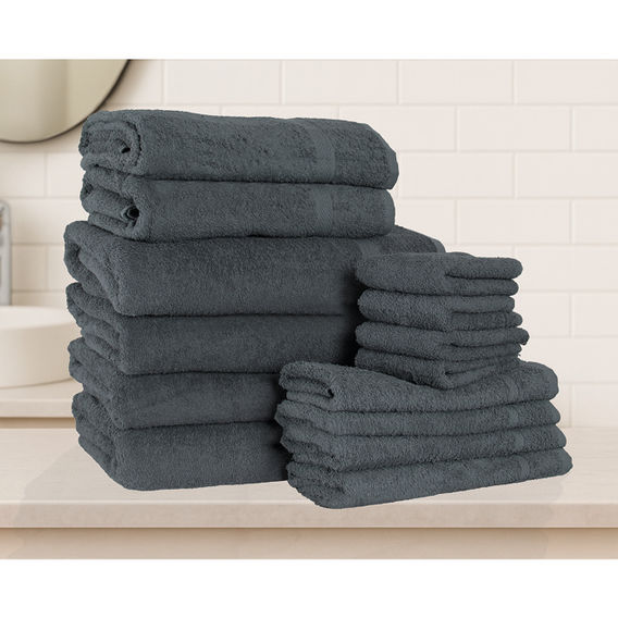 Marlborough 14 Pack Cotton Family Towel Bundle - Charcoal