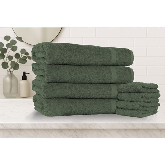 Marlborough 8 Pack Cotton Monster Towel Set - Olive