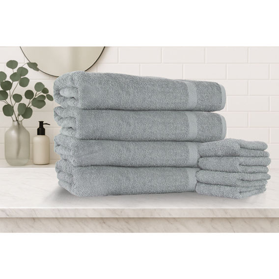 Marlborough 8 Pack Cotton Monster Towel Set - Silver