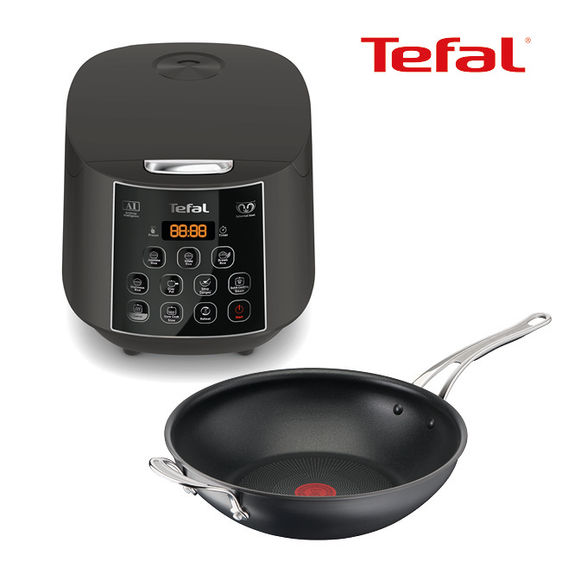 Tefal Easy Rice & Slow+ Cooker & Jamie Oliver 30cm WOK