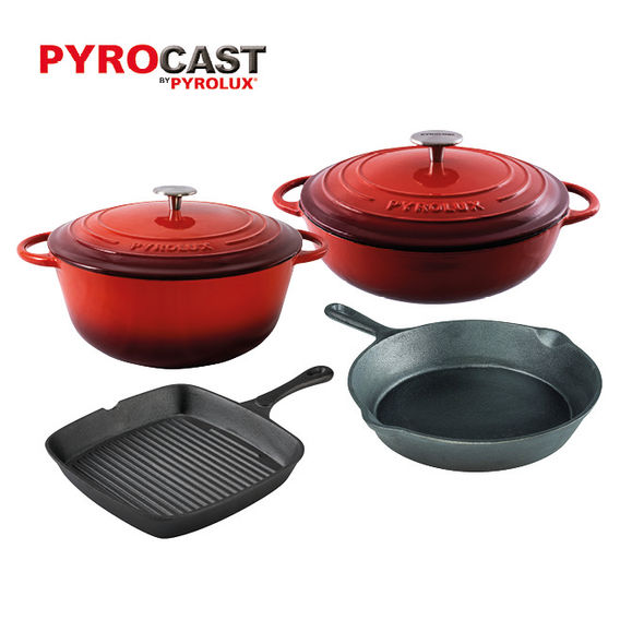 Pyrolux Cast Iron Bundle - Chilli Red