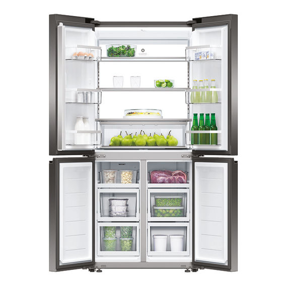 F&P 498L Series 7 Quad Door Refrigerator Freezer Black