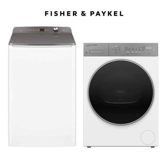 F&P 12KG Top Loader & 9kg Dryer Combo - White
