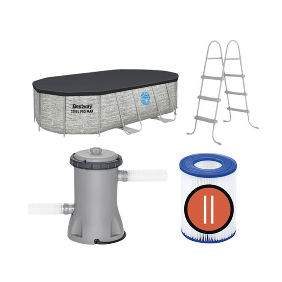 Bestway Steel Pro MAX 4.27m x 2.50m x 1.00m Splashview Oval Pool Set Bestway Steel Pro MAX 4.27m x 2.50m x 1.00m Splashview Oval Pool Set