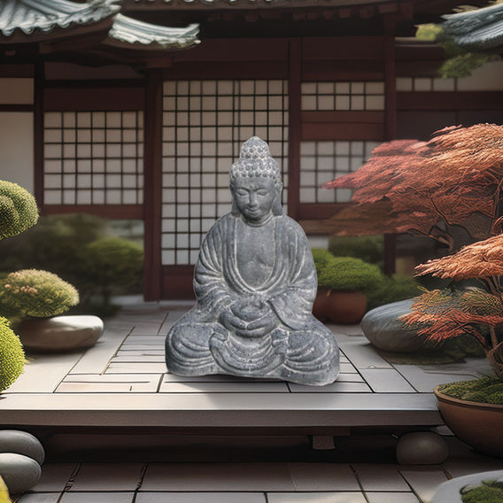Sitting Buddha with Bowl 74cm Stone Finish